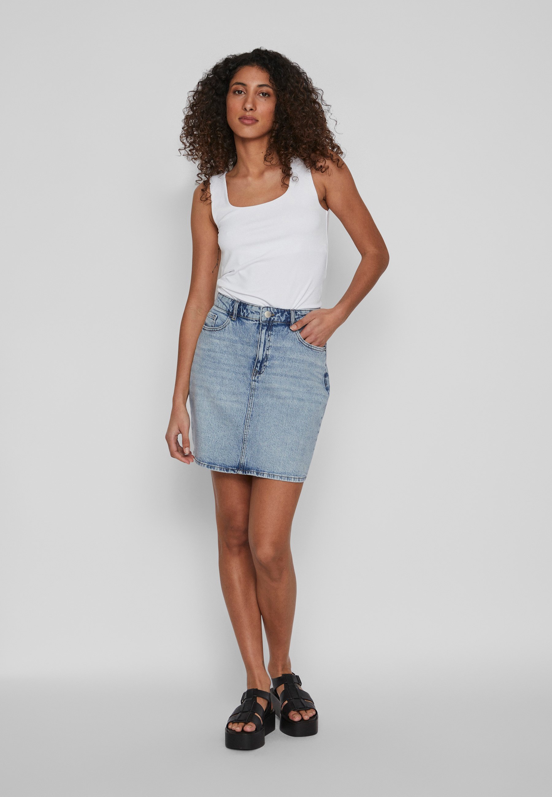 VILA VIKAJA JAF - NOOS - Gonna in denim - denim azzurro
