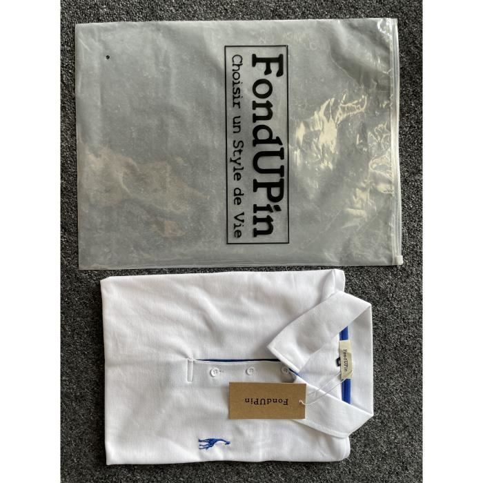 Polo de hombre, manga corta, polo deportivo informal, polo de golf con bordado exquisito - Blanco
