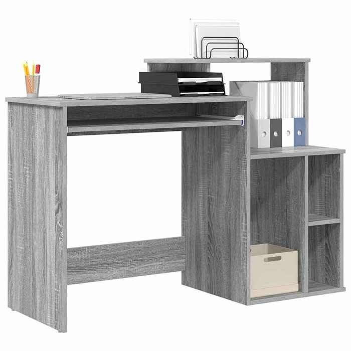 Scrivania Sonoma grigia con contenitore 120,5 x 44 x 88,5 cm - Stile contemporaneo