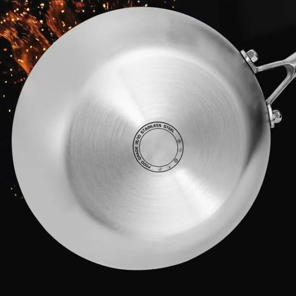 Poêle à frire en acier inoxydable 316, wok antiadhésif, pour steaks frits, sans revêtement, compatible avec les plaques à gaz et à induction.