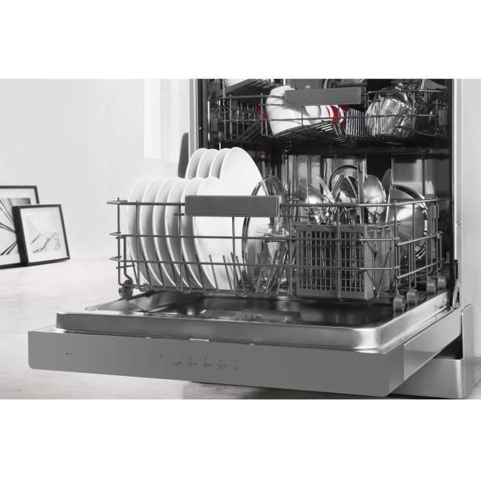 Lavavajillas independiente WHIRLPOOL OWFC3C26X - 14 servicios - Inducción - 60 cm de ancho - 46 dB - Acero inoxidable/Plata
