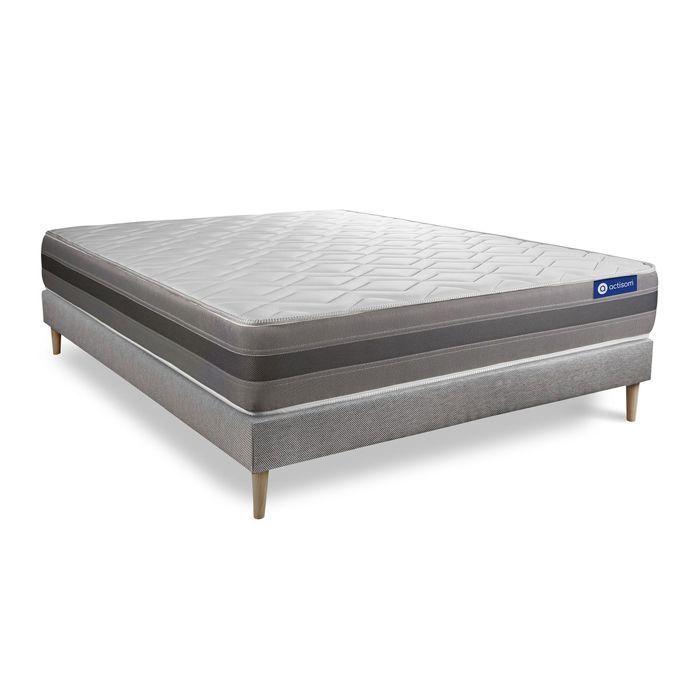 Conjunto de colchón y base de cama de 160x200 cm - Base de cama gris (requiere montaje) - Actiflex Relax