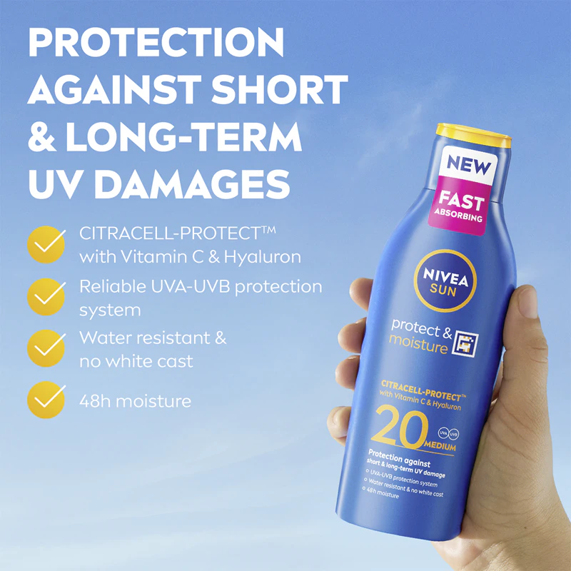 Loção protetora solar NIVEA SUN Protect & Moisture FPS 20