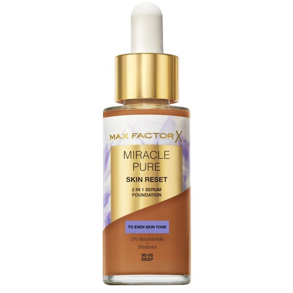 Max Factor Miracle Pure Skin Reset 90-95 Deep 2-in-1 Serum Foundation 30ml