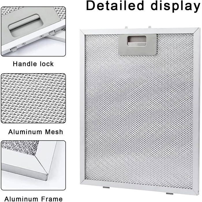 Lot de 2 filtres à graisse en métal pour hotte aspirante,320x260mm, filtre à graisse en aluminium,filtre à graisse de