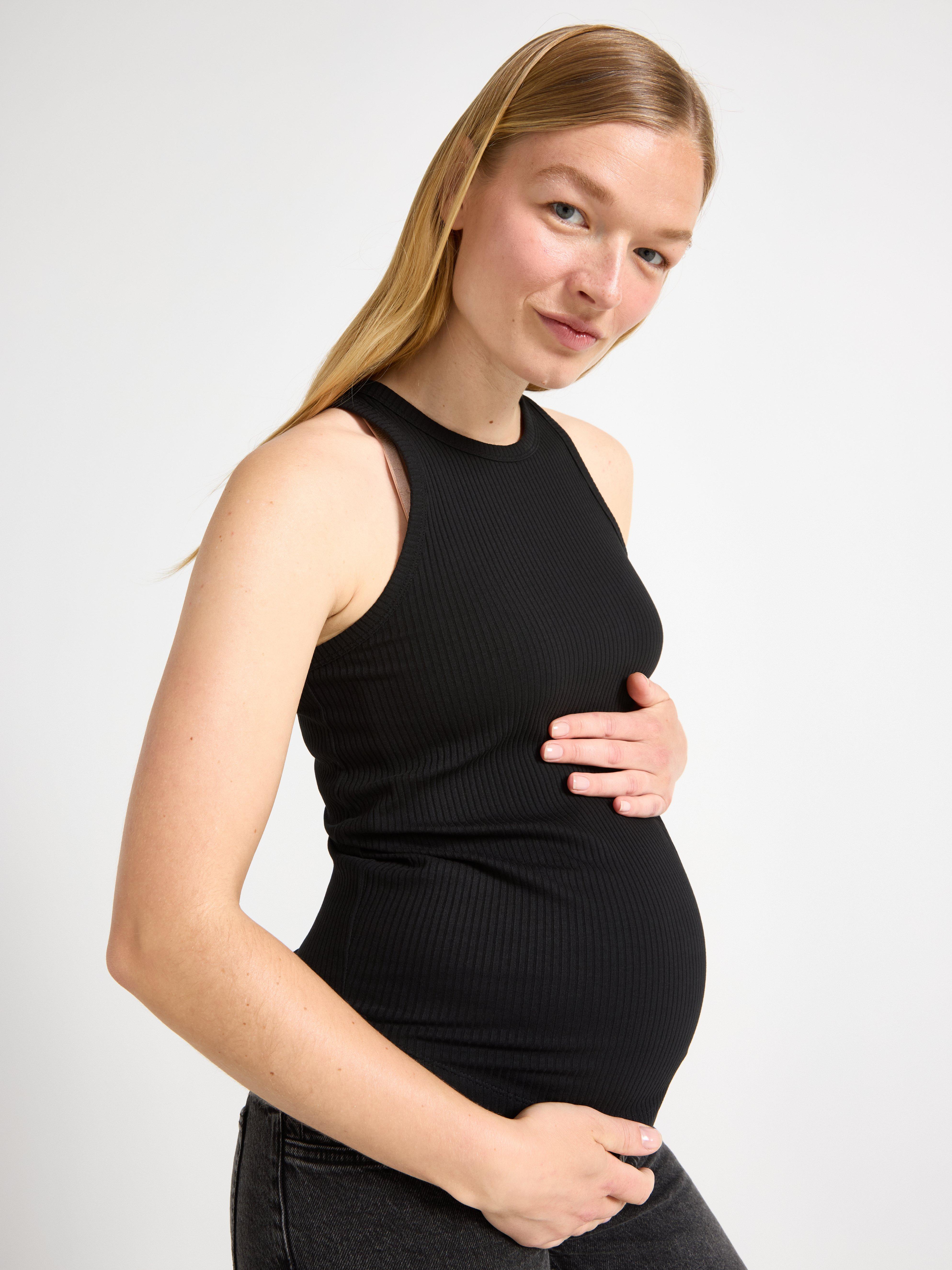 Žebrované tílko MOM, černé