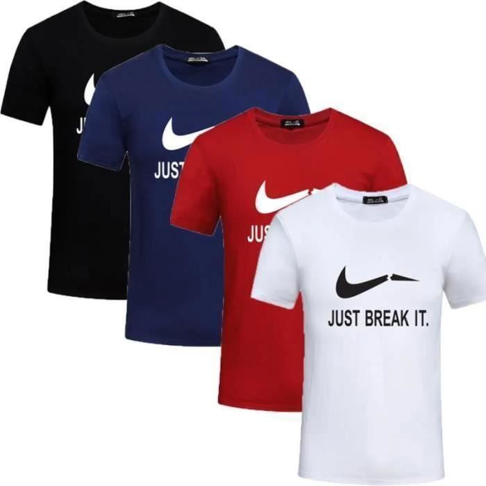 Conjunto de 4 camisetas de algodón para hombre, cuello redondo, manga corta estampada, de marca de lujo.
