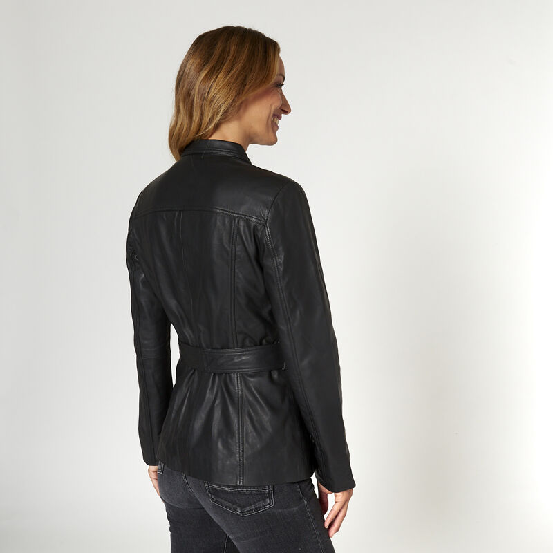 Giacca in pelle con cintura