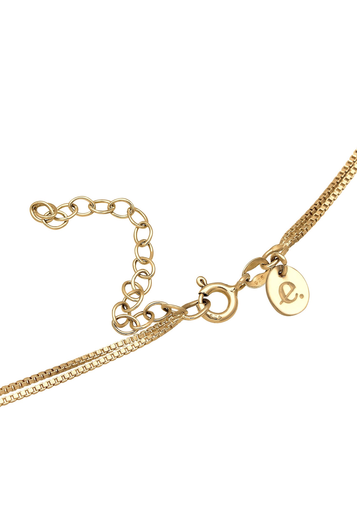 Elli PREMIUM Layer Look Élégant avec Pierre de Lune Collier Femme - (925/1000) Argent Plaqué Or