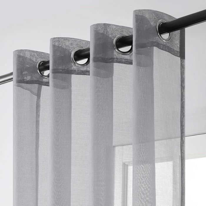 Cortina transparente TOPFINEL de 140x225 cm con ojales para dormitorio de adultos, cortinas y visillos decorativos para interiores, color gris, juego de 2