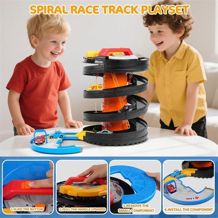 Pista de Corrida 2 em 1 VATOS com Mini Carros – Brinquedo Interativo com Luzes e Sons para Crianças, Desenvolvimento de Habilidades Motoras e Corrida, a partir de 3 Anos