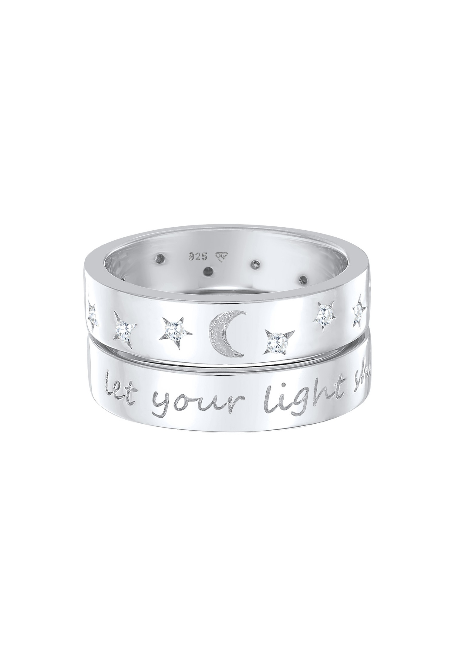 Elli Femmes Bande de 2 Astro avec Cristal de Zirconium en Argent Sterling 925