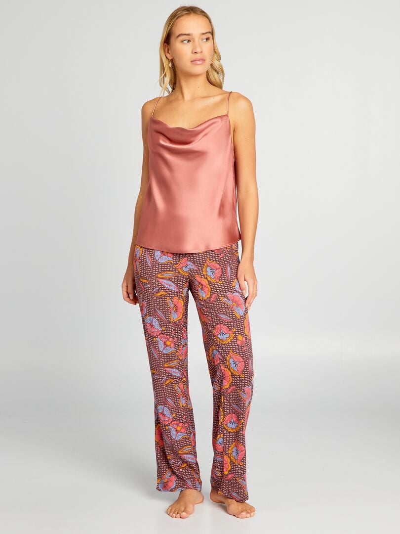 Pantalón de pijama holgado estampado - MARRÓN