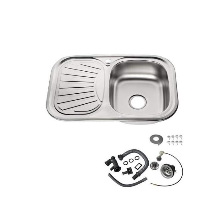 Evier de cuisine à encastrer 1 cuve + 1 égouttoir + système de drainage - YONGSHIA - Inox
