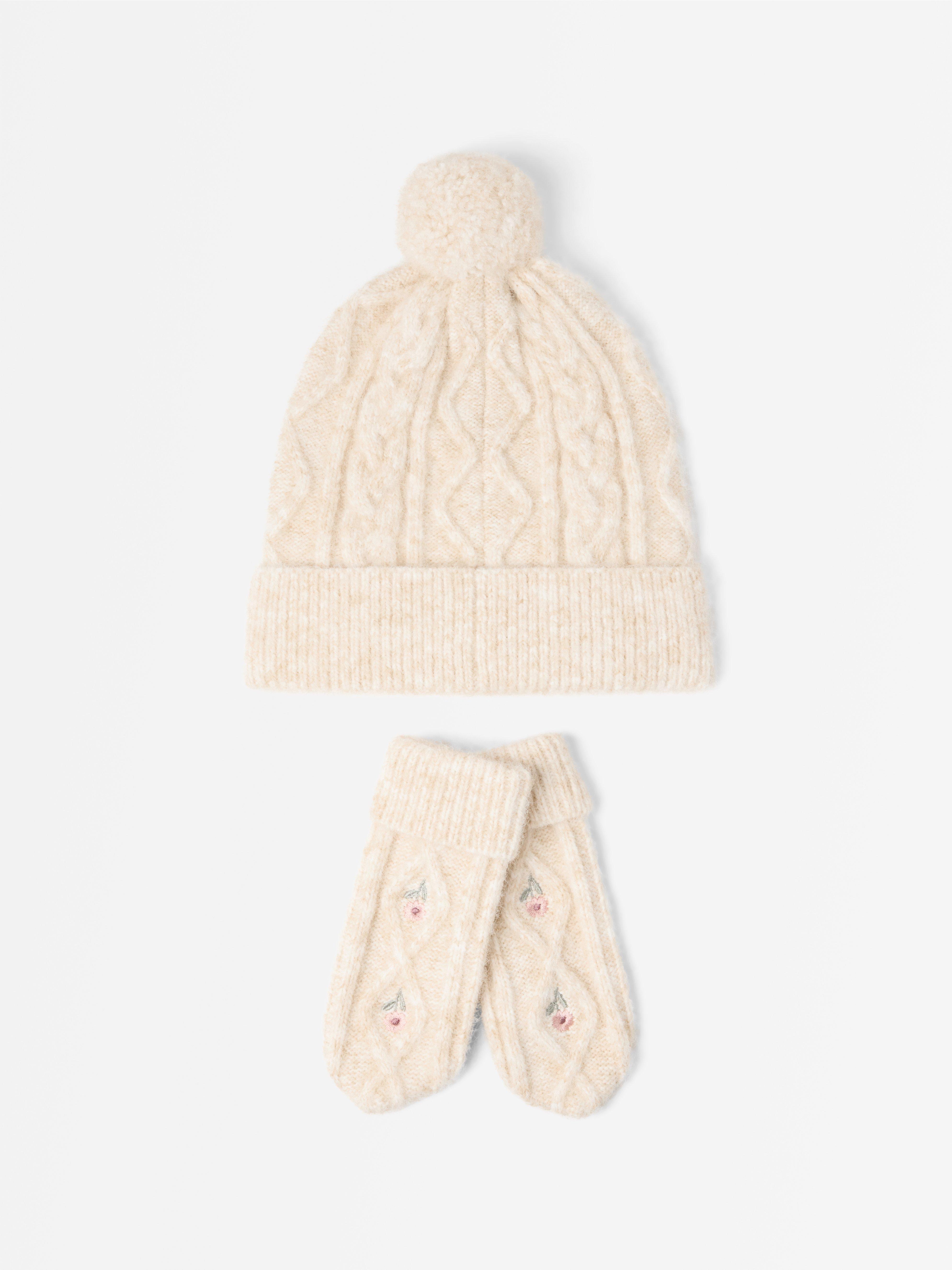 Ensemble - bonnet et moufles Beige clair