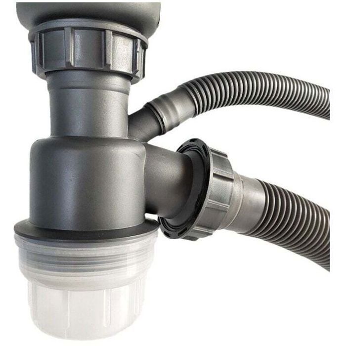 Kit de vidange d'évier - PZCC - Économiseur d'espace - Anti-blocage - Anti-odeur - Acier inoxydable 304