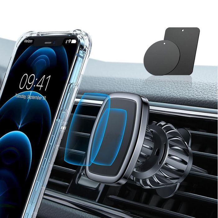 Suporte magnético para celular veicular com rotação de 360 graus, compatível com iPhone 16, 15, 14 Pro Max Plus, Galaxy 24 e 23 Ultra.
