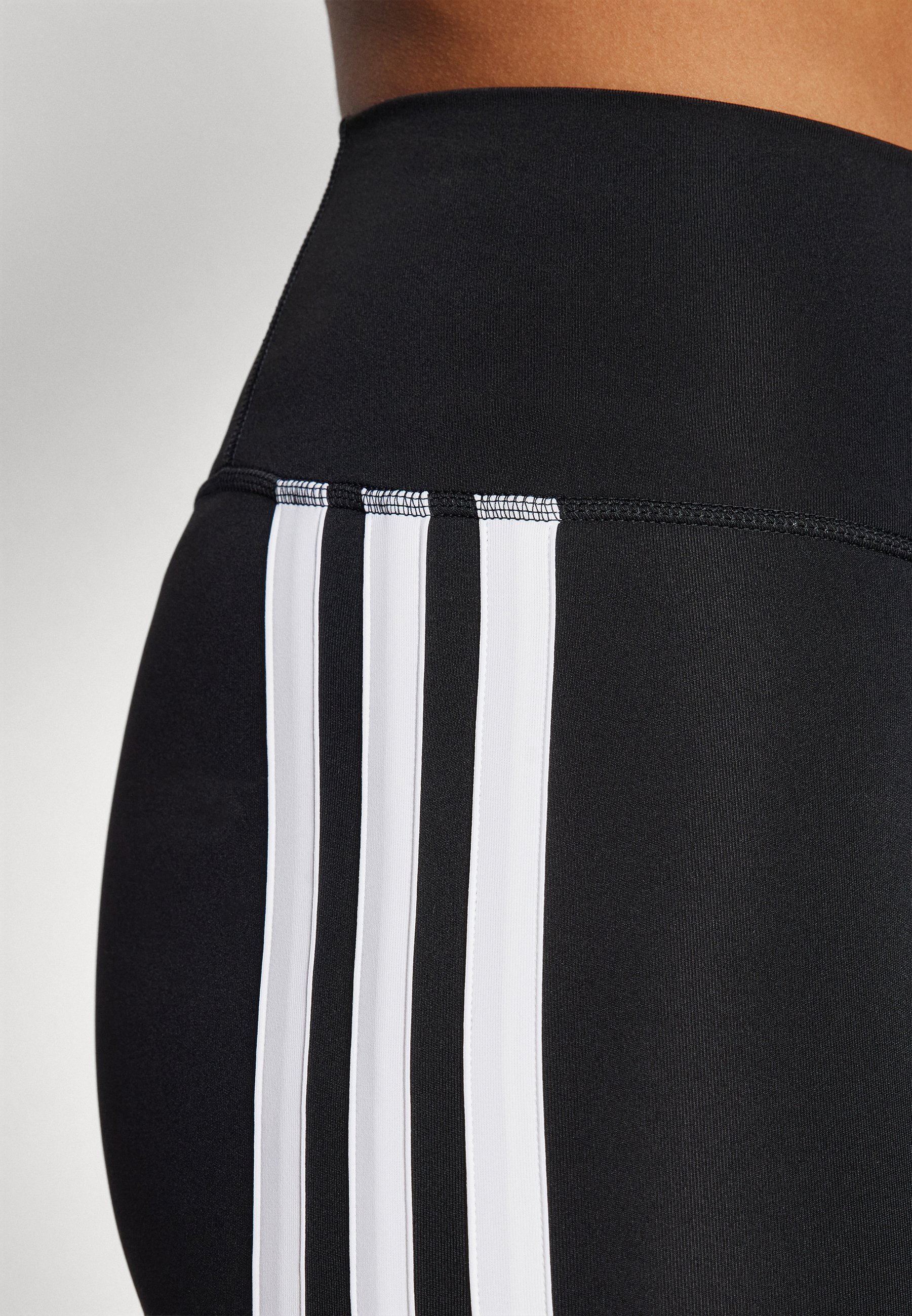 adidas Performance OPTIME ESSENTIALS 3 STRIPES FLARED LEGGINGS - Legíny - black/white