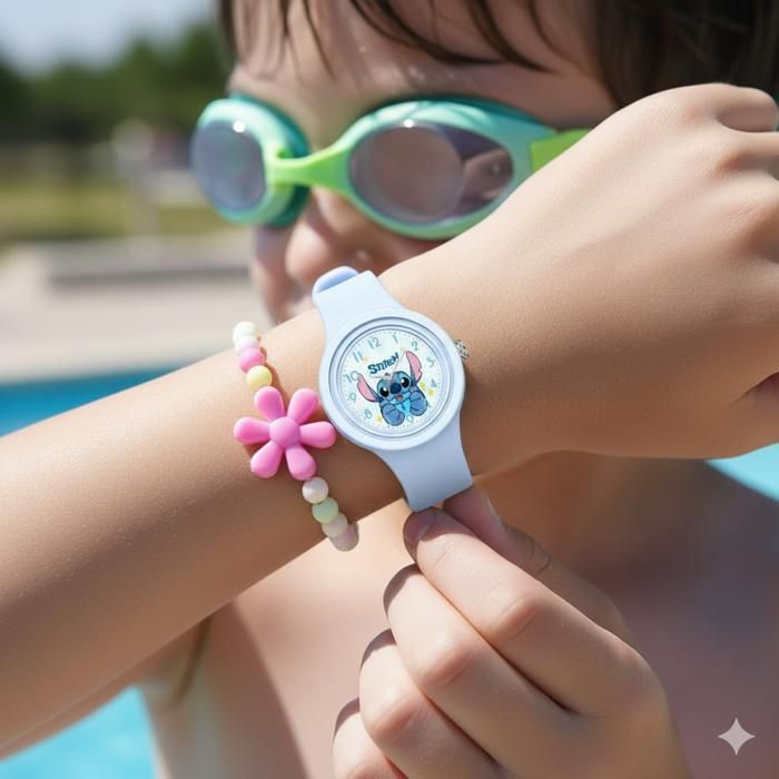 Orologio da polso Stitch per bambini – Orologio analogico Disney per bambini e bambine, cinturino in silicone