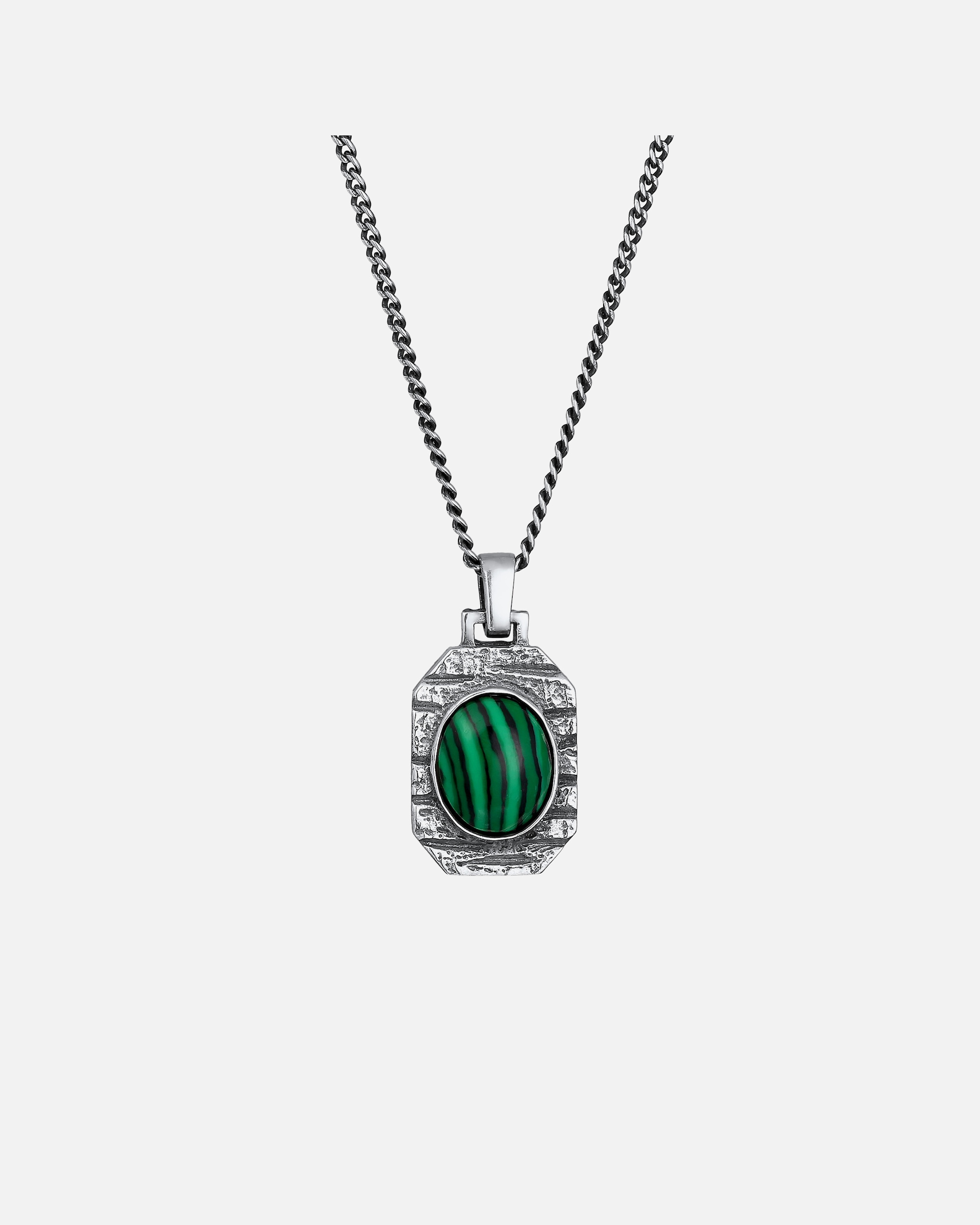 KUZZOI Hommes Pendentif Hexagonal Robuste avec Malachite Vert en Argent Sterling 925