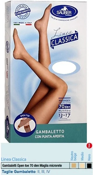 SAUBER Sauber Classic Line Kniestrümpfe mit offener Zehenpartie aus Mikromesh, 70 Denier, neutrales Beige, Größe 3