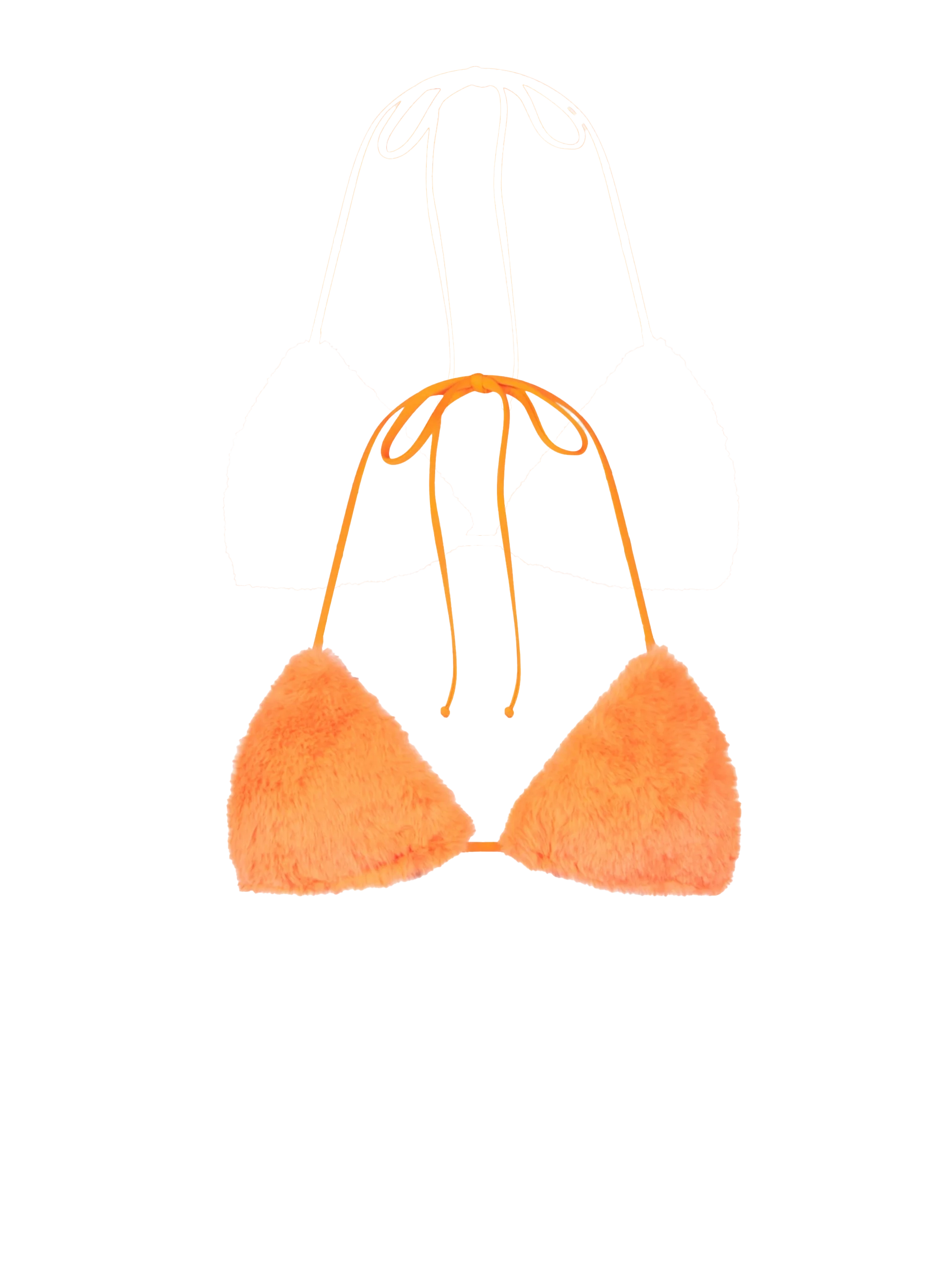 Traje de baño triangular de pelo sintético naranja fluorescente para mujer