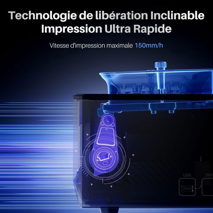 Imprimante 3D, ELEGOO, Saturn 4 Ultra Écran 12K MSLA, Nivellement Automatique, Grande Taille d'impression 220 * 122,88 * 218,88mm³