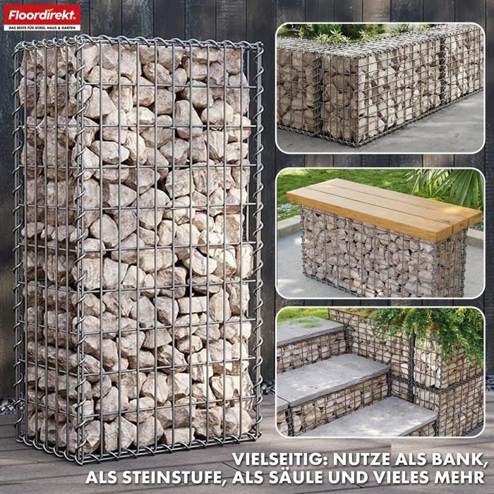 Lenox garden gabion in galvanized steel – 5 sizes to choose from, model 100 x 90 x 30 cm