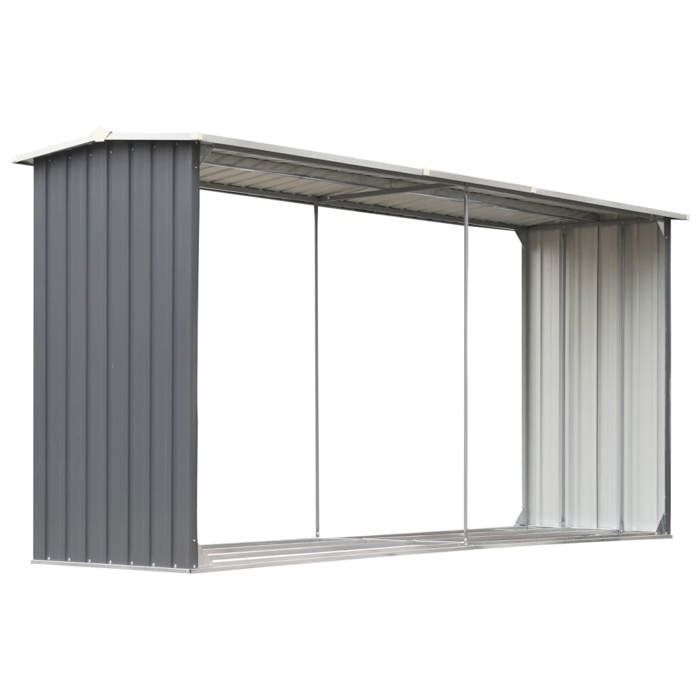 Leñera/estante para leña, vidaXL, acero galvanizado 330x92x153 cm Gris a22