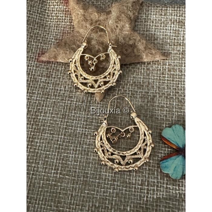 Orecchini creoli savoiardi placcati in oro 18 carati - Bijouxia - Oro - Donna