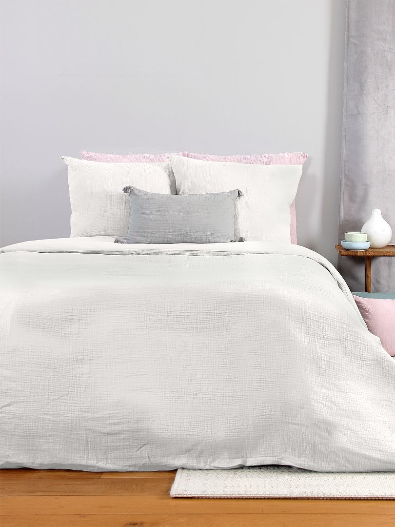 Juego de cama de gasa de algodón - blanco
