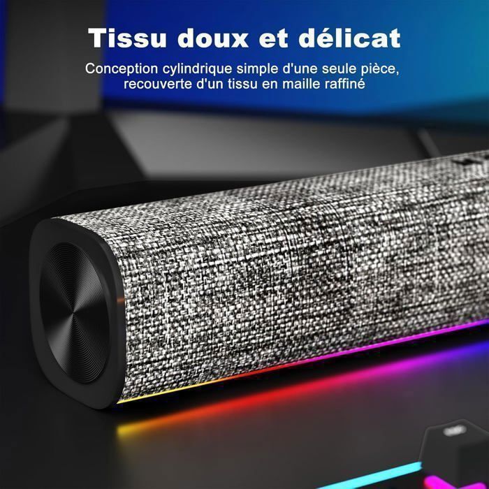 SOULION R100 Altoparlanti per PC, soundbar Bluetooth con LED per computer, alimentazione tramite USB (adattatore USB-C incluso)
