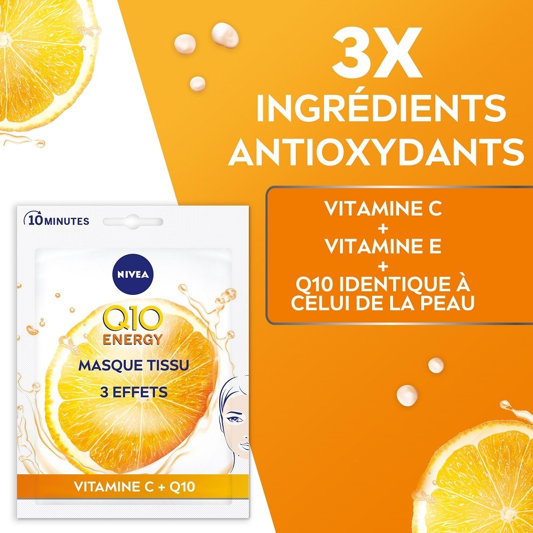 NIVEA Masque tissu visage Energy Vitamine C et Q10