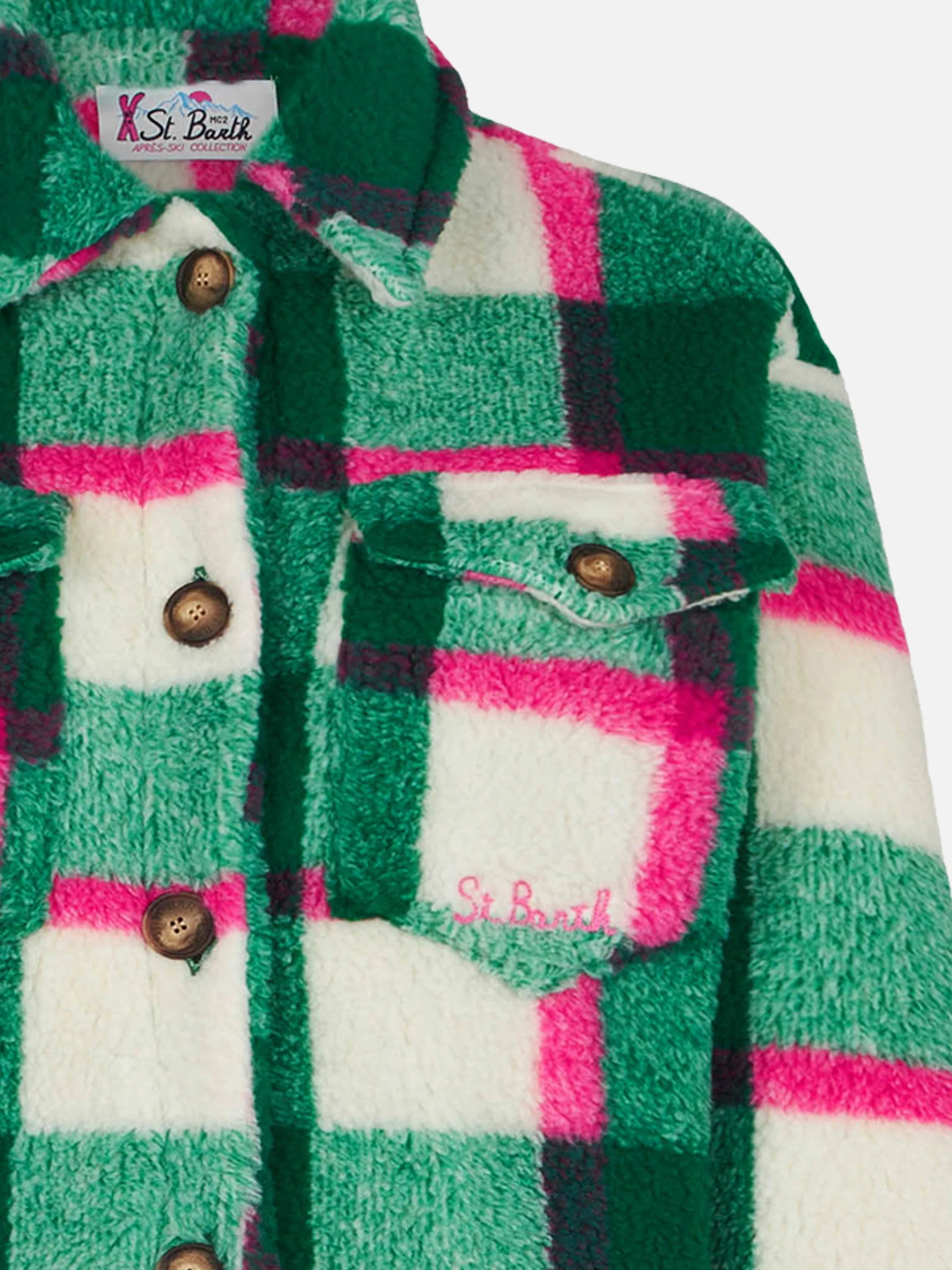 Sherpa-overhemd voor meisjes met tartanprint.