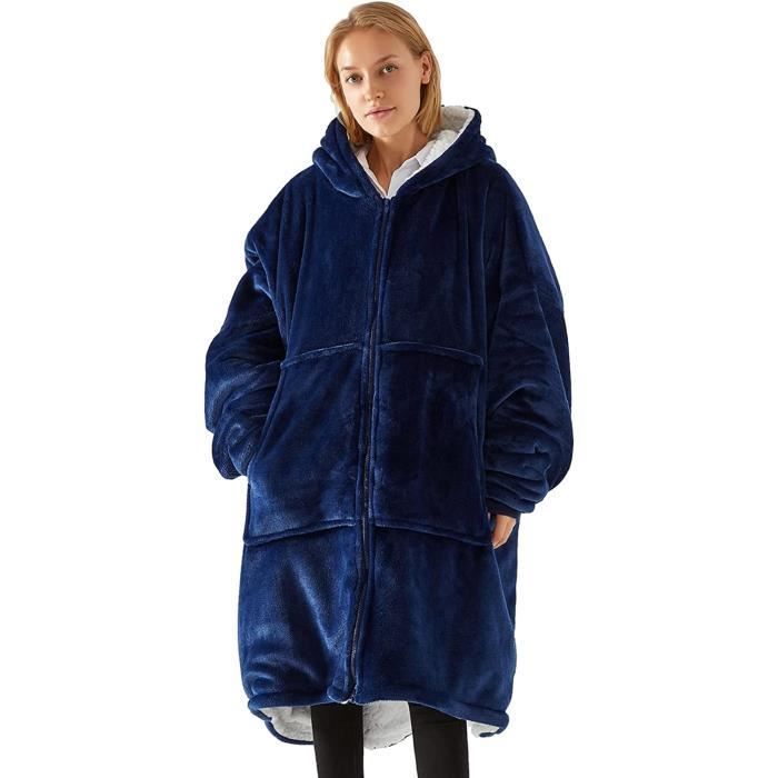 Sudadera con capucha a cuadros - Sudadera con capucha y cremallera súper suave y cómoda - Bolsillos grandes - Bata de franela cálida