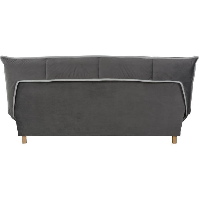Sofá cama clic-clac de 3 plazas - Colchón DUNLOPILLO de 13 cm de grosor - Espuma de alta resiliencia de 35 kg/m³ - Tejido gris - Fabricado en Francia