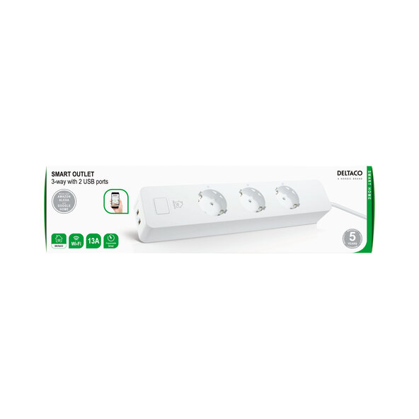 3-way power strip with 2 x USB
