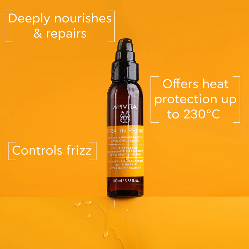 Apivita Keratin Repair Nourish Repair vlasový olej pre suché a poškodené vlasy