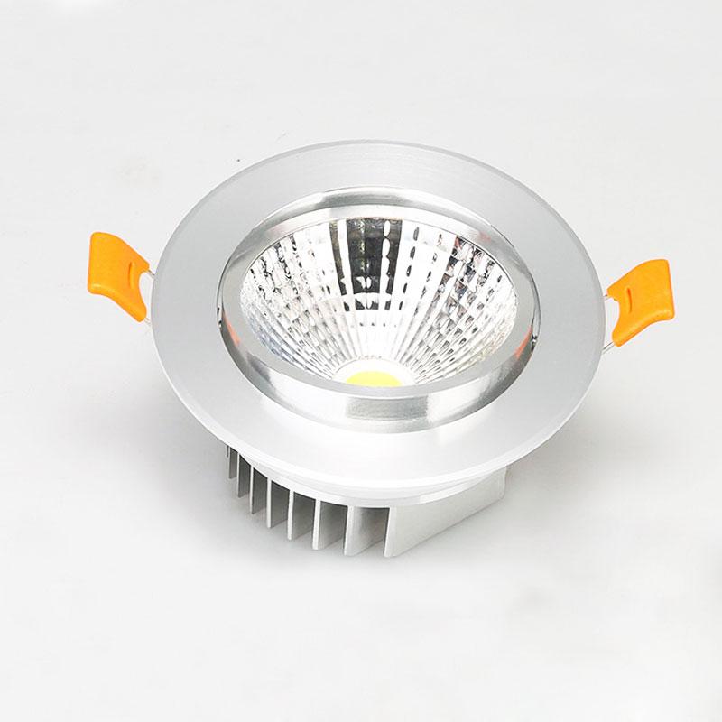 Downlights LED COB de 3W, 5W, 7W y 12W. Downlight LED empotrable, foco LED, lámpara de aluminio plateado cálido, regulable, 220V/110V. Decoración del hogar.