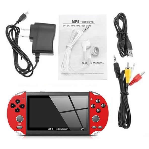 Console de jeux portable X7 - Rouge - 300 jeux intégrés - Écran 4,3 pouces