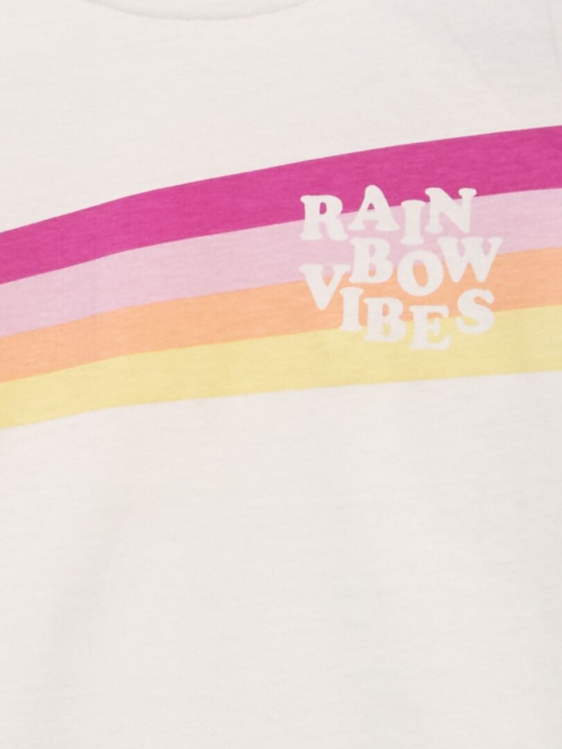 T-shirt van jersey met ruchesmouwen - WIT