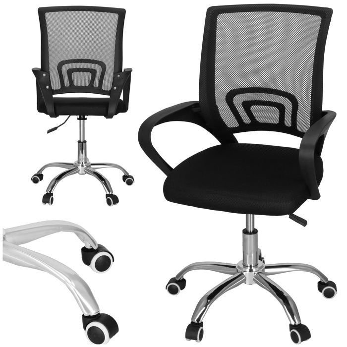 Fauteuil de bureau - Springos - Pivotant - Noir - Rembourré - Réglable en hauteur