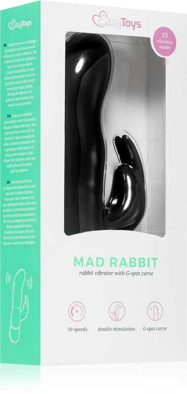 Vibrador EasyToys Mad Rabbit Preto com Estimulador Clitoriano
