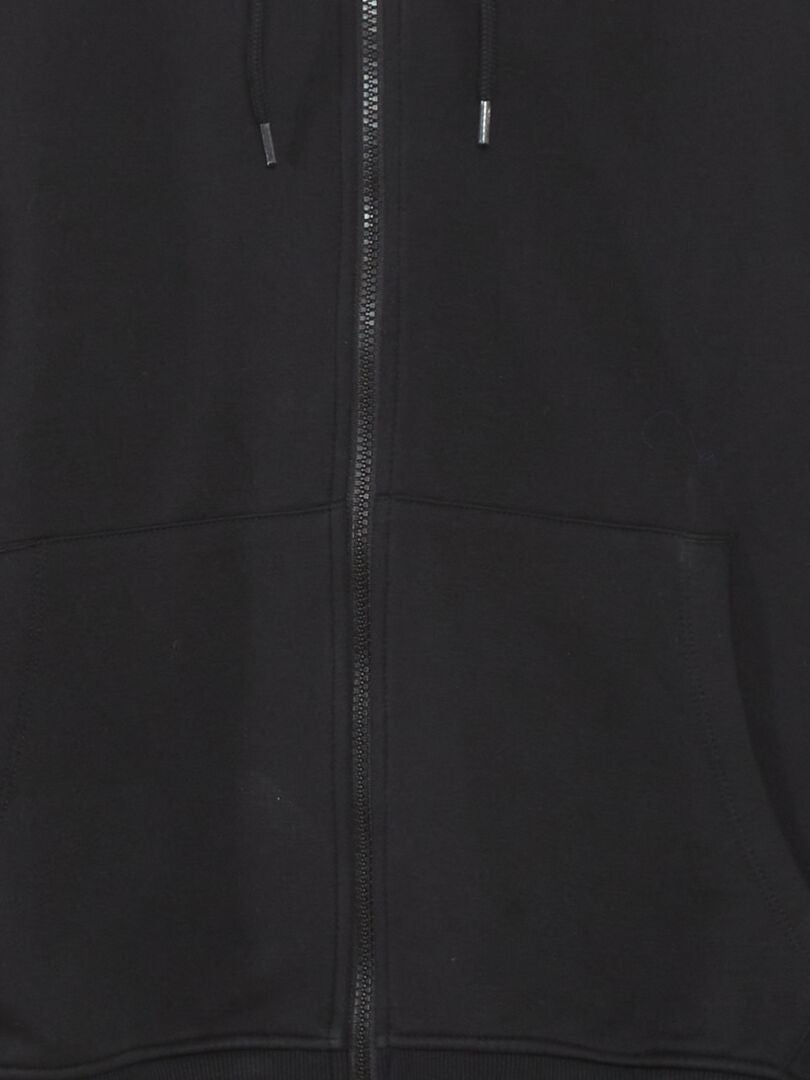 Fleece sweatshirt met rits - ZWART