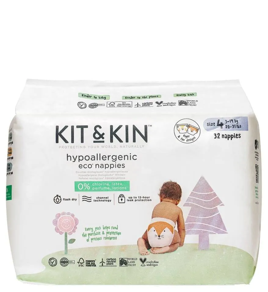 Kit And Kin Biodegradowalne Pieluszki Jednorazowe Rozm. 4 Maxi Plus Fox/Tiger