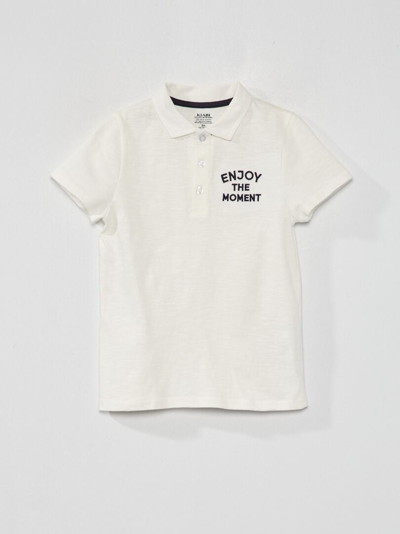 Camisa polo 'aproveite o momento' - BRANCA