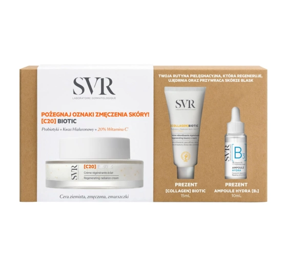 SVR [C20] Biotic zestaw do pielęgnacji twarzy krem rozświetlający 50 ml   krem regenerujący 15 ml   serum 10 ml