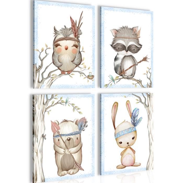 Tableau Décoration Murale Enfant Motif Animal - NOVART - N016947a - 4 Cadres - 30x40 cm - Made in Germany