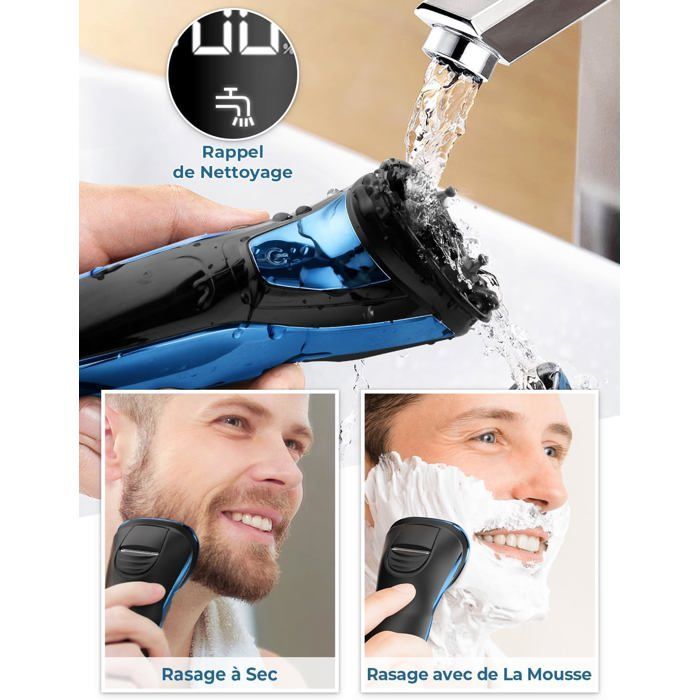 Electric Razor for Men, Rotary Head Razor with Precision Beard Trimmer, IPX7 Waterproof, Wet and Dry Razor with Lock