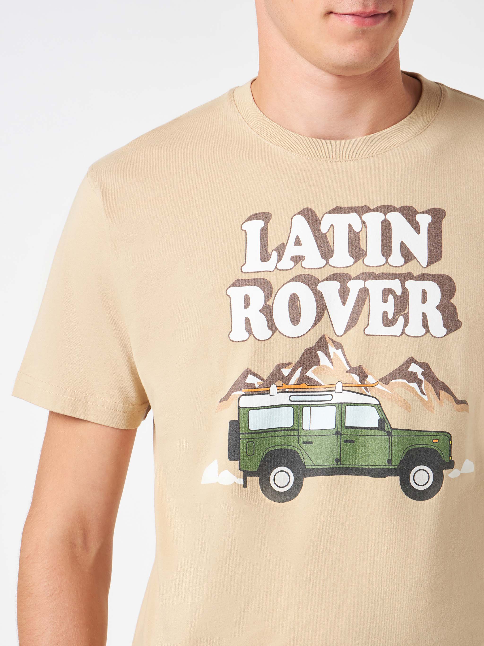 Herren-T-Shirt mit lateinamerikanischem Rover-Print aus schwerer Baumwolle